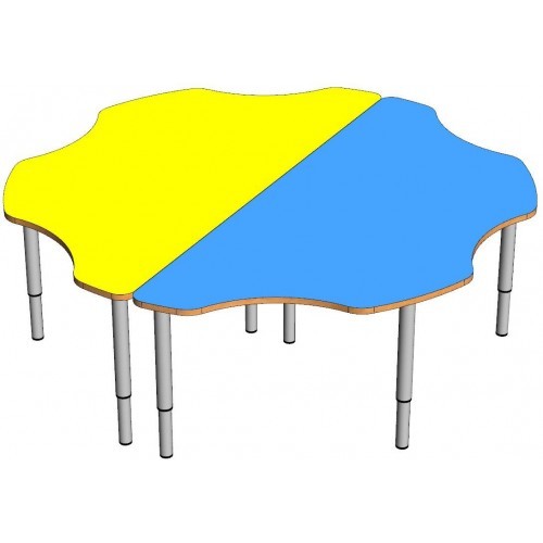 Стол "Ромашка" 2 части (на регулируемых ножках (0-3гр) (цвет)