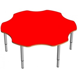 Стол "Ромашка" цельный (на регулируемых ножках (0-3гр) красный